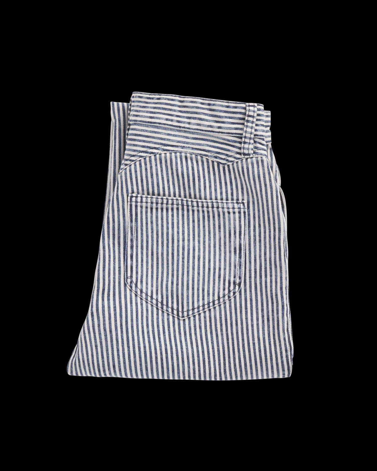 Folded view of Women's Vintage High Rise Jean - Blue / White on plain background