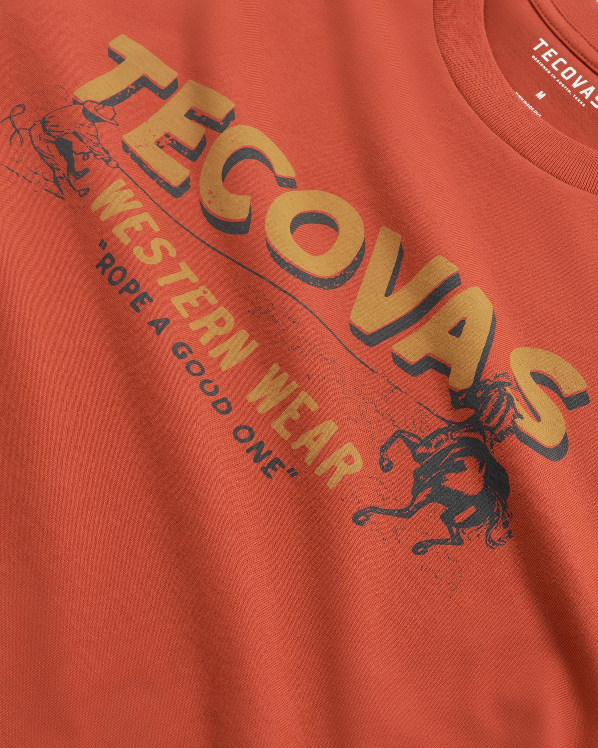 Closeup detail view of Men's Rope One Tee SS - Orange Rust
