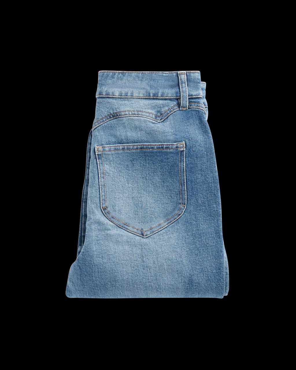 Folded view of Women's Vintage High Rise Jean - Light Wash on plain background