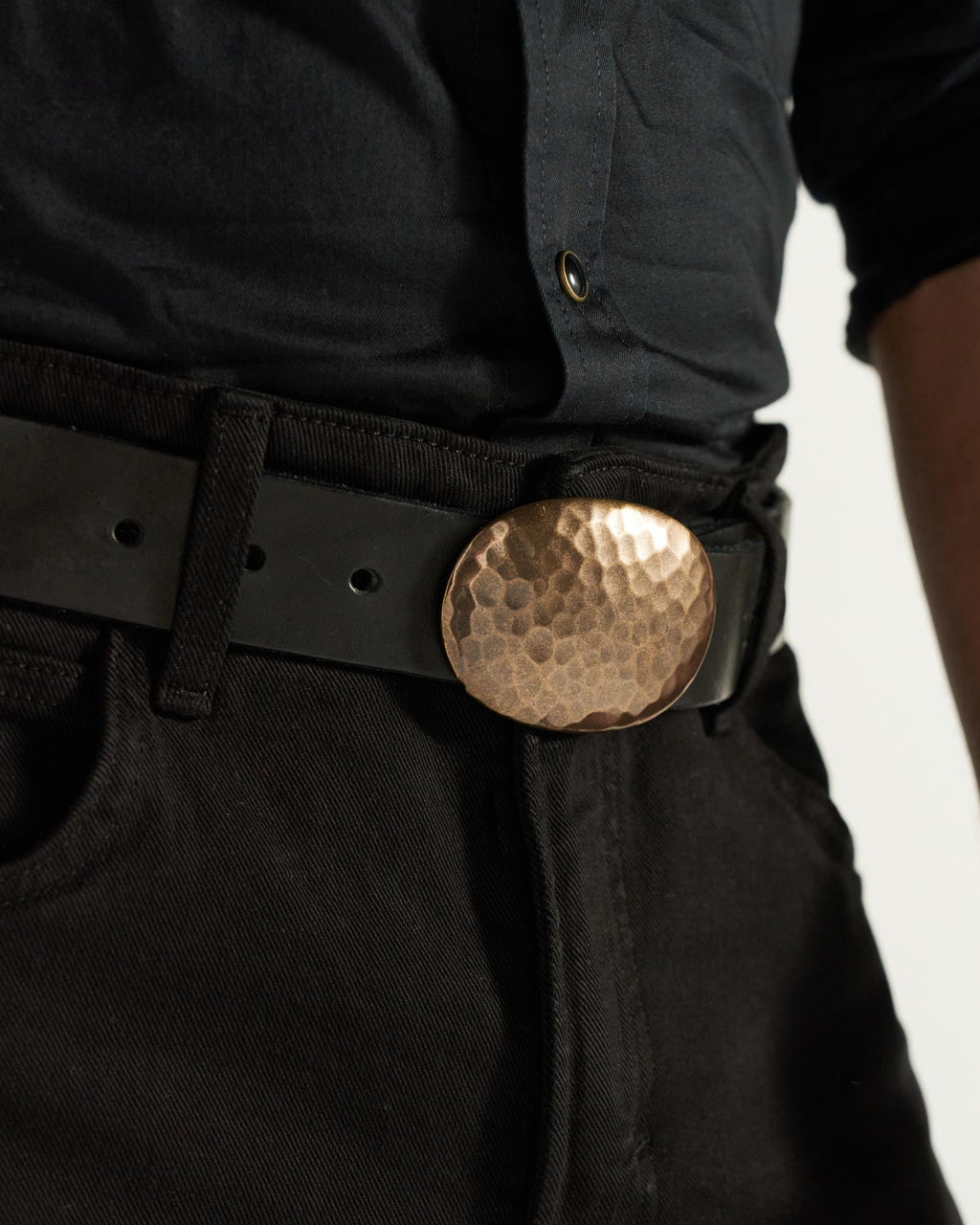 View of Hammered Buckle - Antique Brass