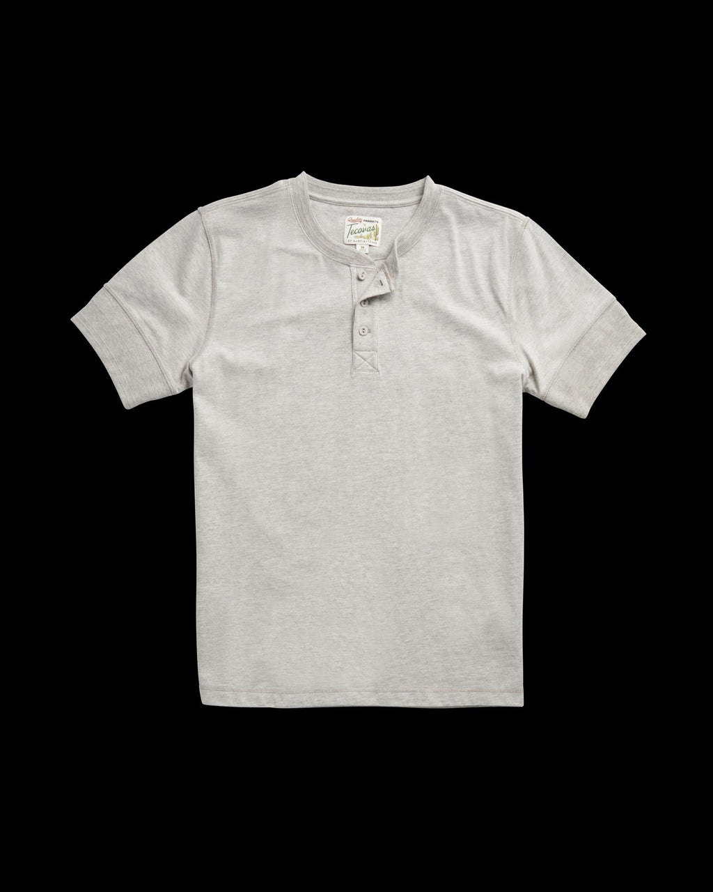 Front view of Men's Standard Issue Short Sleeve Henley - Gray Heather on plain background