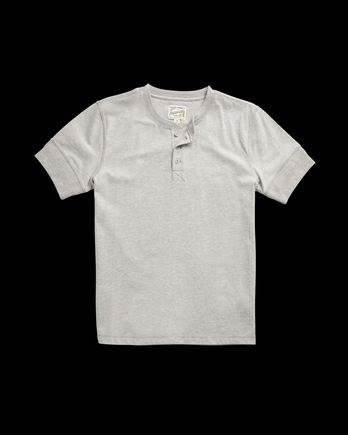 Front view of Men's Standard Issue Short Sleeve Henley - Gray Heather on plain background