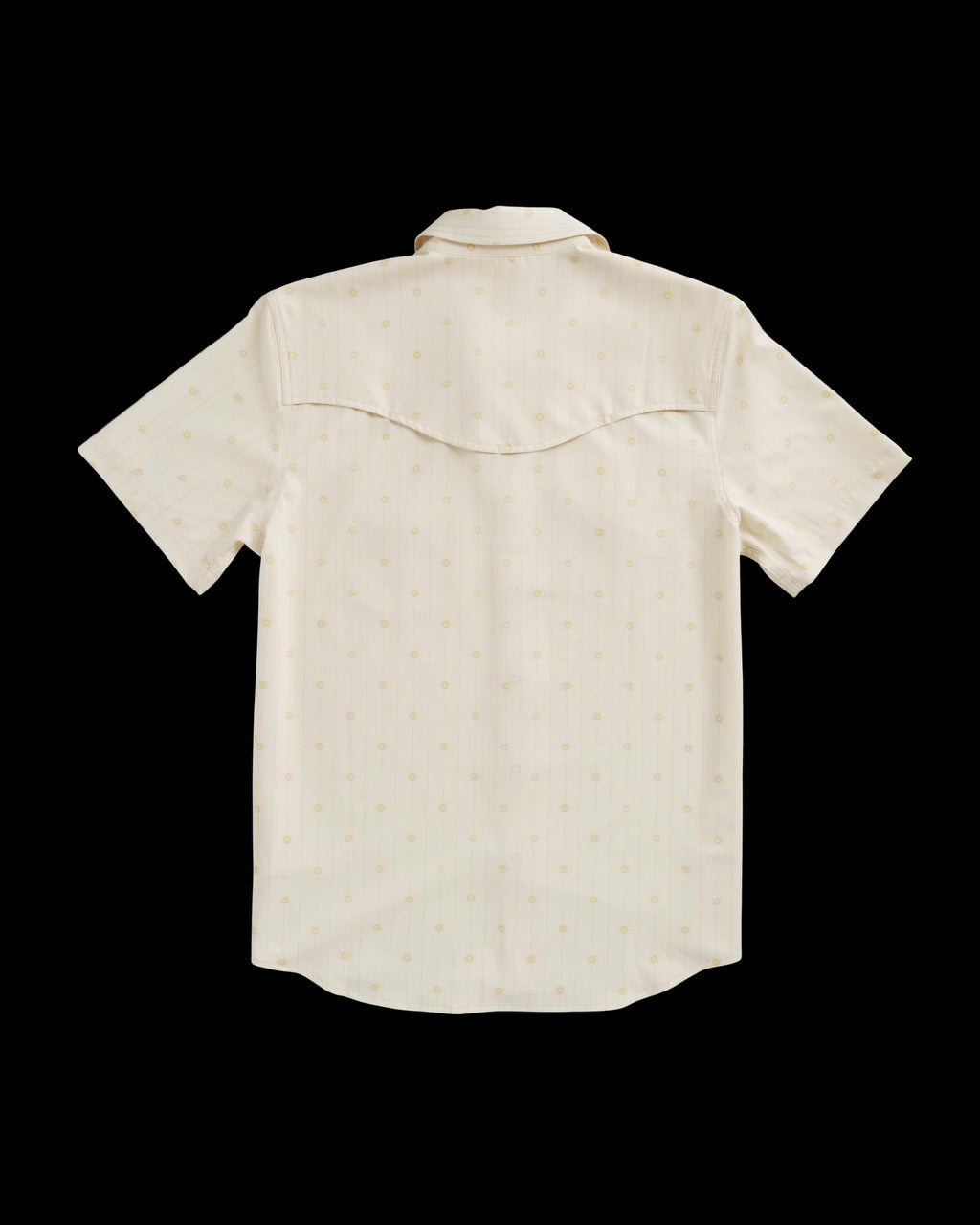 Closeup detail view of Men's Performance Western Short Sleeve Pearl Snap - Light Sand/Multi