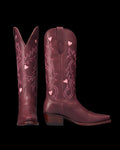 Pair view of The Annie Hearts - Wine Cowhide on plain background