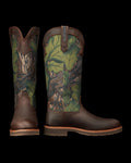Pair view of Tecovas x Mossy Oak Snake Boot - Full Foliage Cowhide on plain background