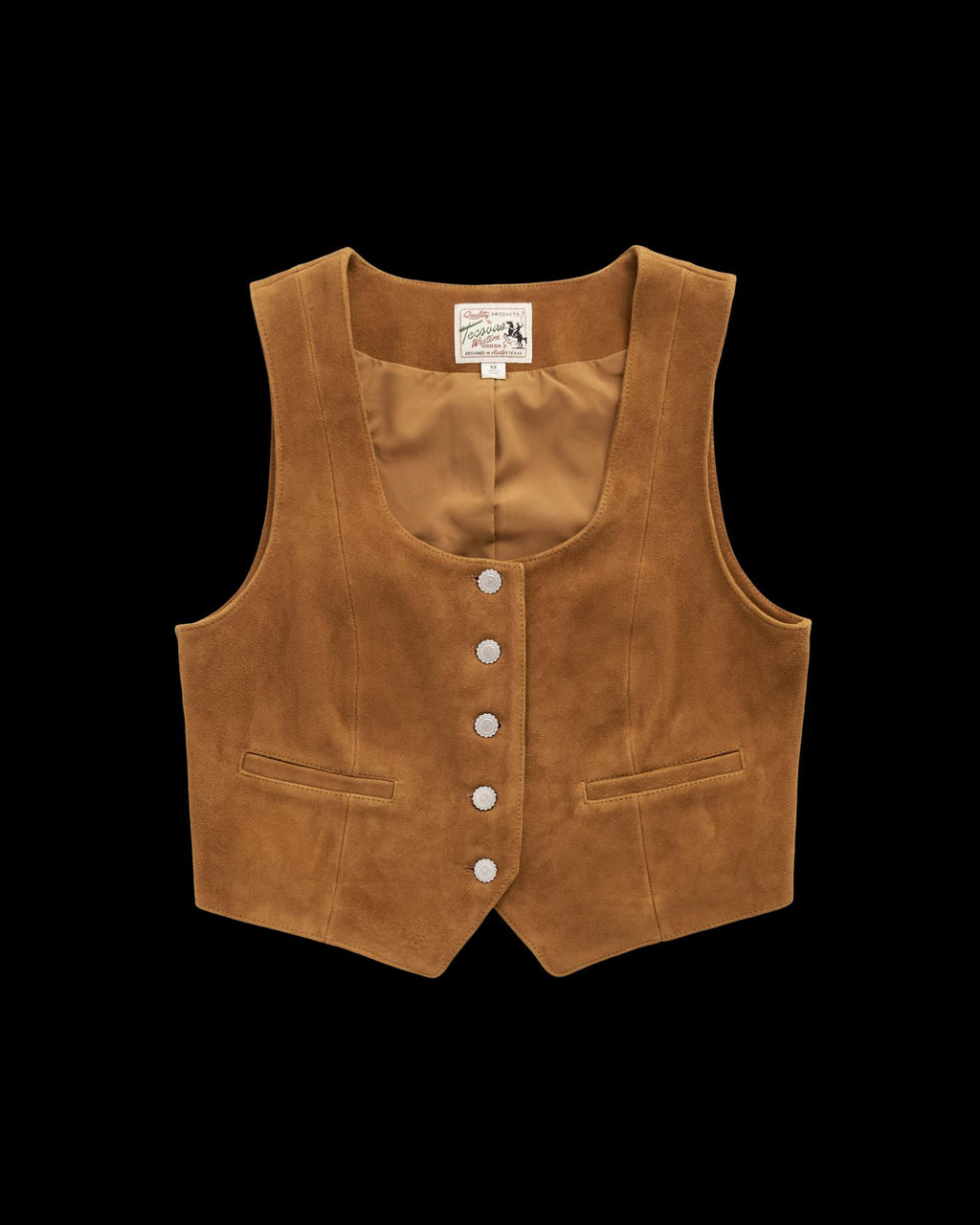 Front view of Women's Suede Vest - Sienna on plain background