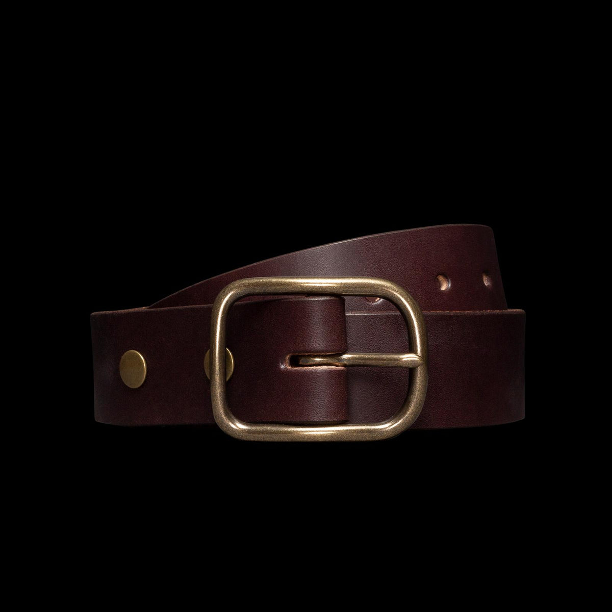 Front view of Harness Leather Belt - Umber on plain background