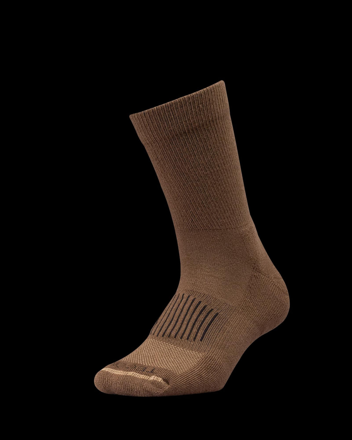 Quarterfront view of Crew Socks (3-Pack) - Brown/Tan/Black on plain background