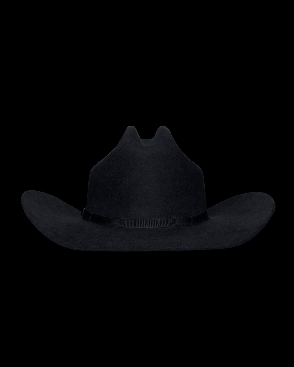 Back view of Cattleman Fur Cowboy Hat - Black on plain background