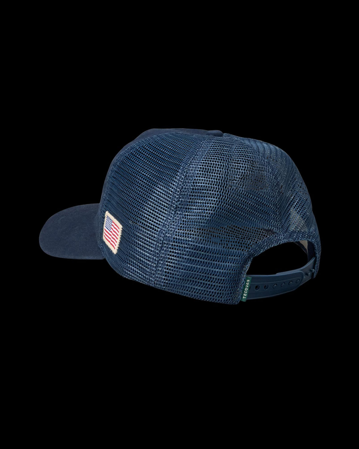 Quarterback view of Tecovas American Trucker - Washed Navy on plain background