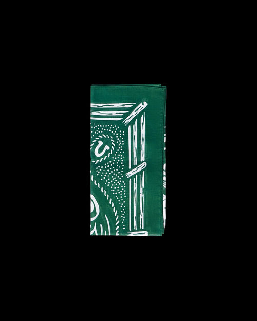 Folded view of Gameday Bandana - Green on plain background