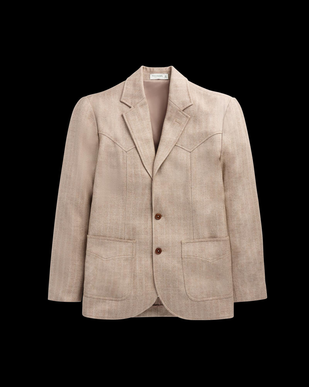 Front view of Men's Western Blazer - Khaki on plain background