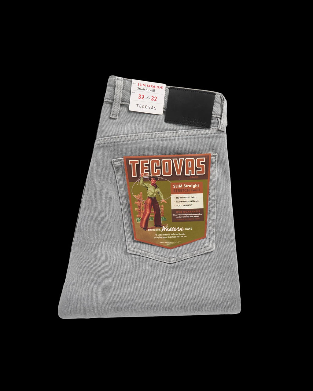 Folded view of Men's Slim Straight Stretch Twill - Light Gray on plain background