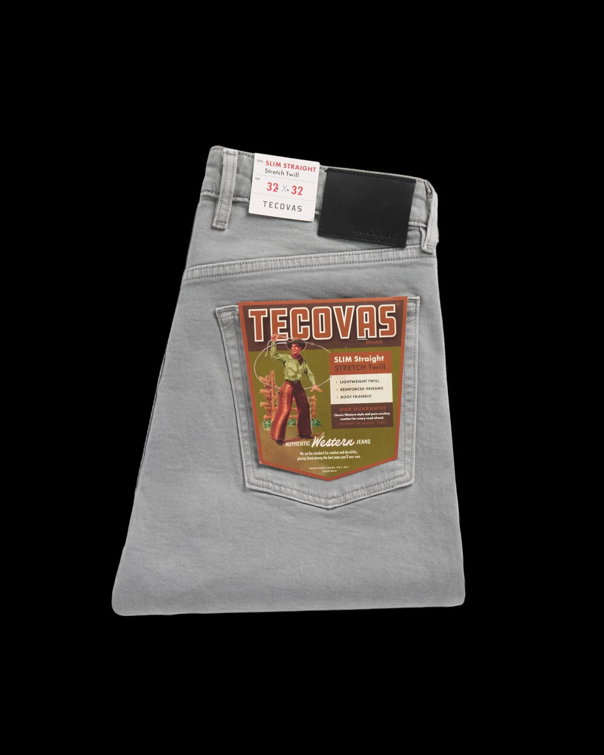 Folded view of Men's Slim Straight Stretch Twill - Light Gray on plain background