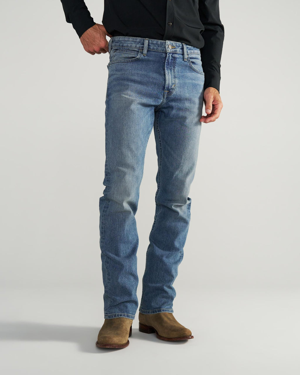 View of Men's Slim Straight Stretch Denim - Medium Light