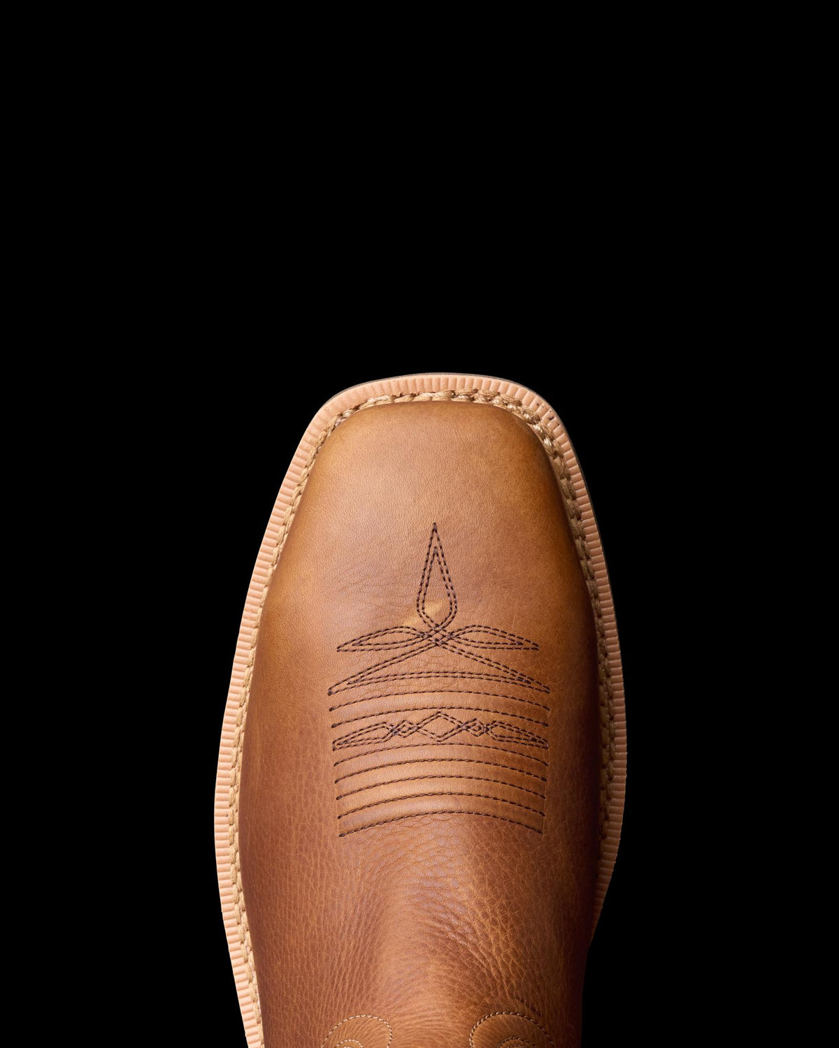 Toe view of LongHaul Waterproof Square Composite Toe Work Boot - Saddle / Fossil on plain background