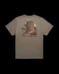 Back view of Men's Bison Landscape T-Shirt - Smokey Olive on plain background