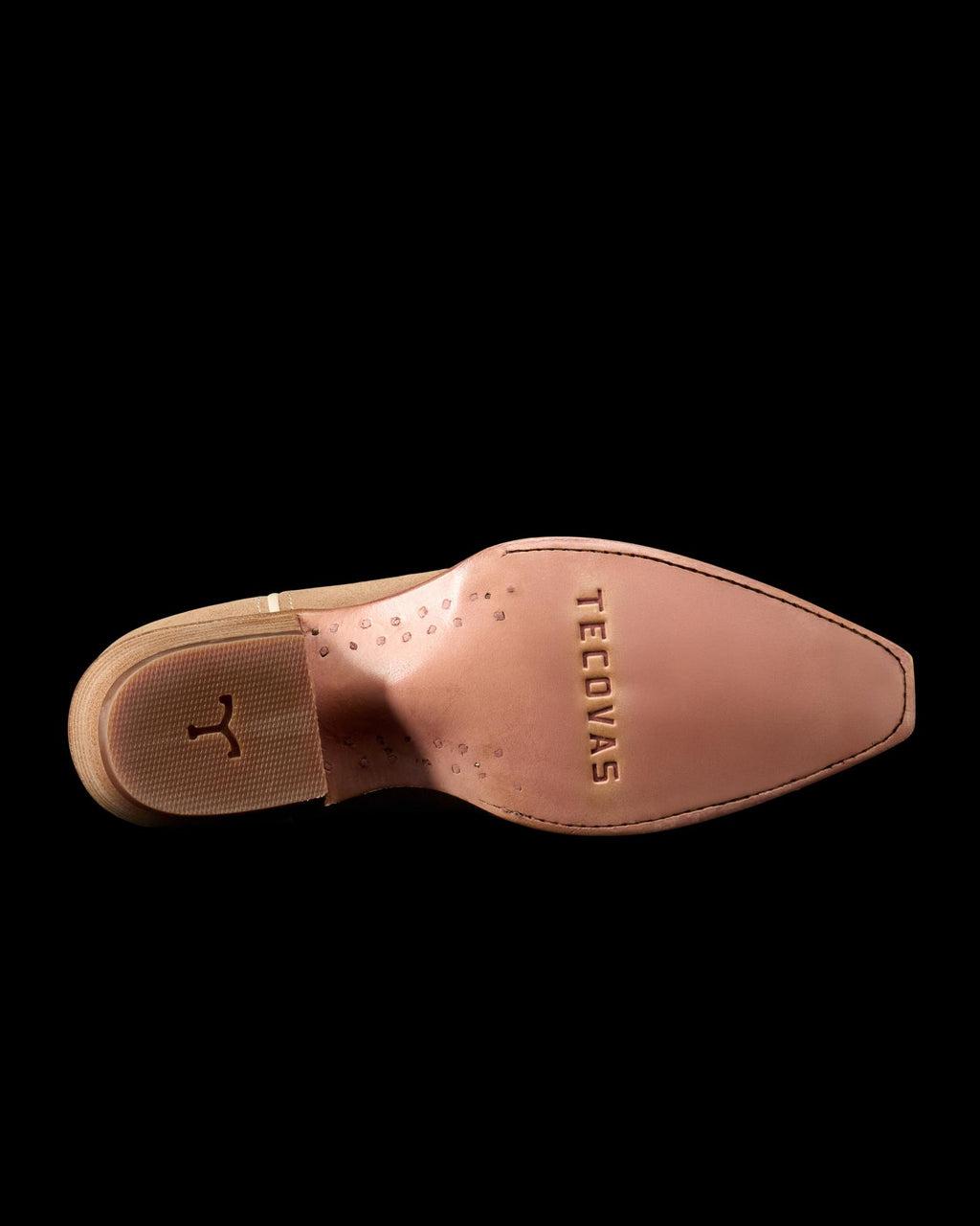 Sole view of The Annie Eyelet - Taupe Roughout on plain background
