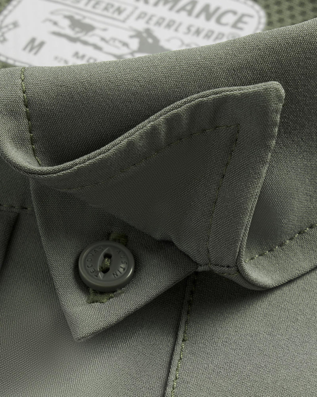 Closeup detail view of Men's Performance Western Pearl Snap - Cactus