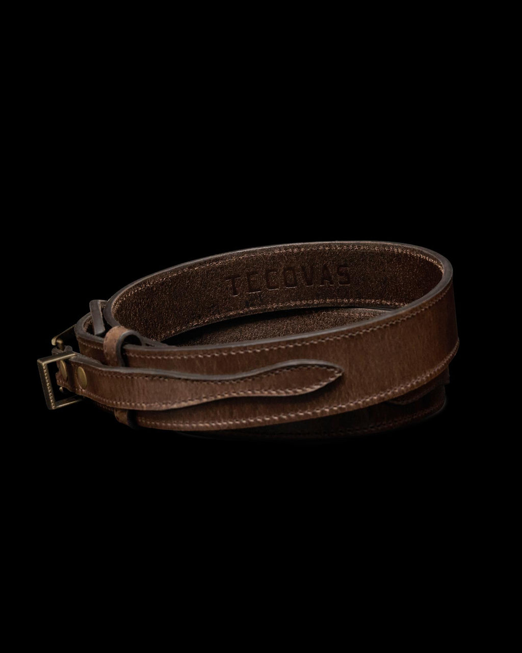 Back view of Men's Ranger Belt - Dark Brown on plain background