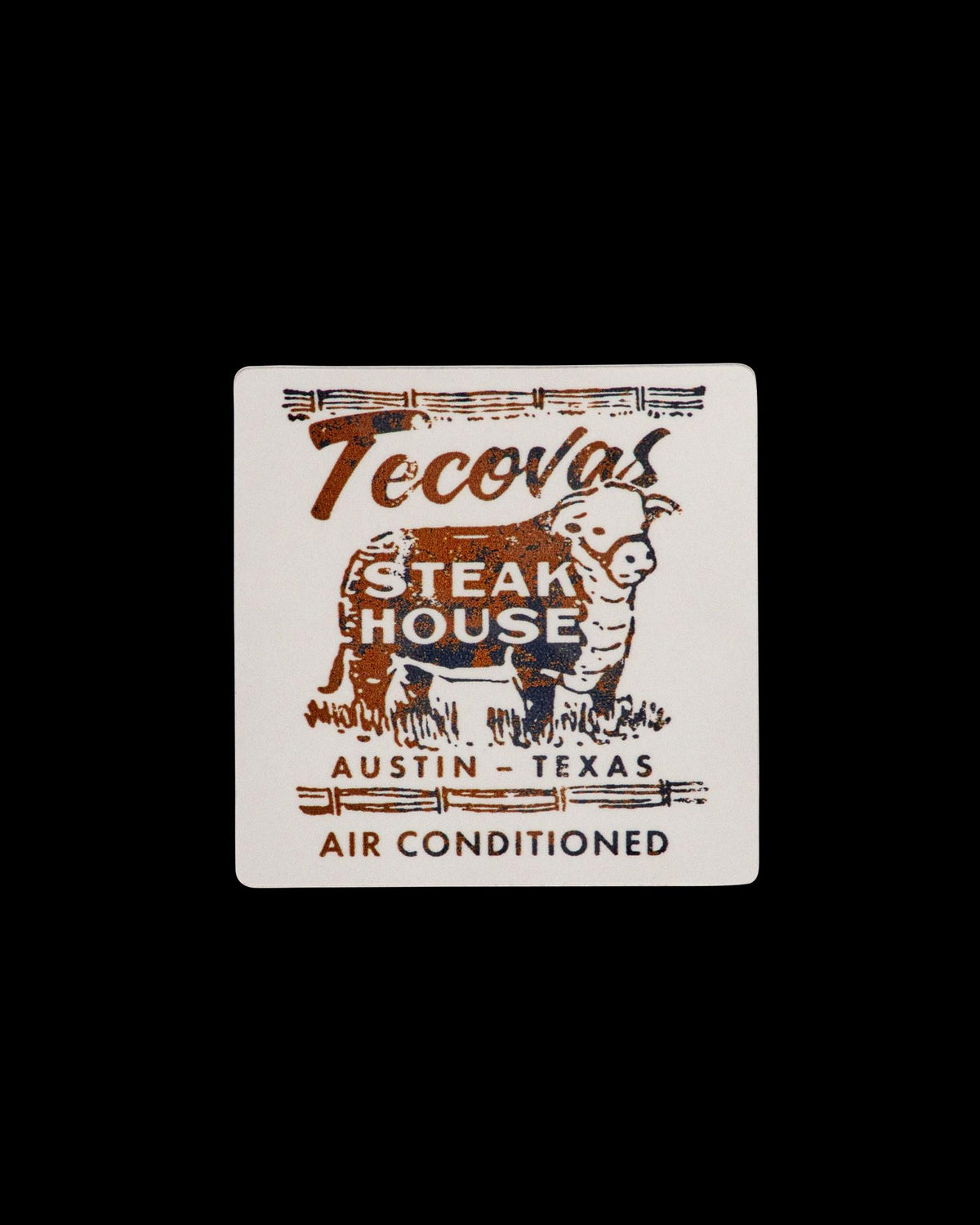 Front view of Steakhouse Sticker - Cream / Black on plain background