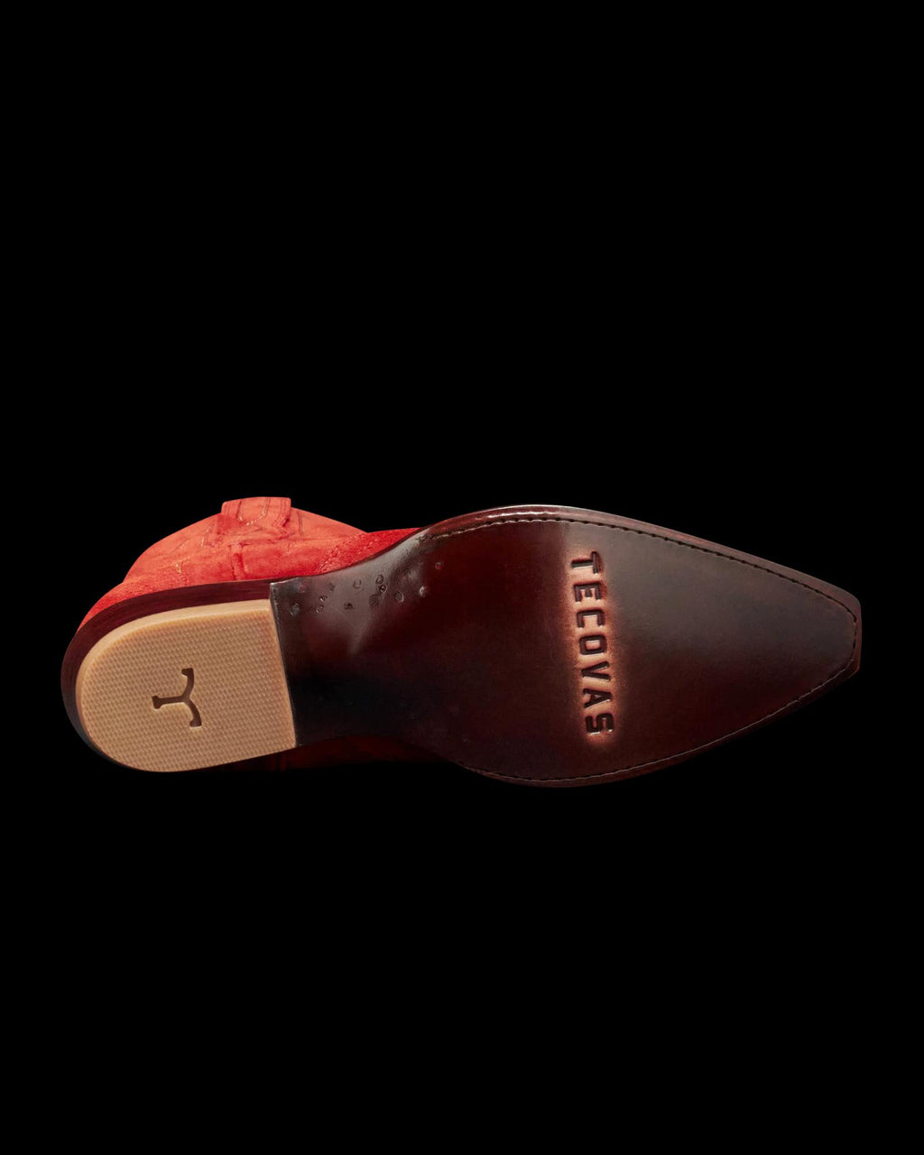 Sole view of The Lynn - Barn Red Suede on plain background