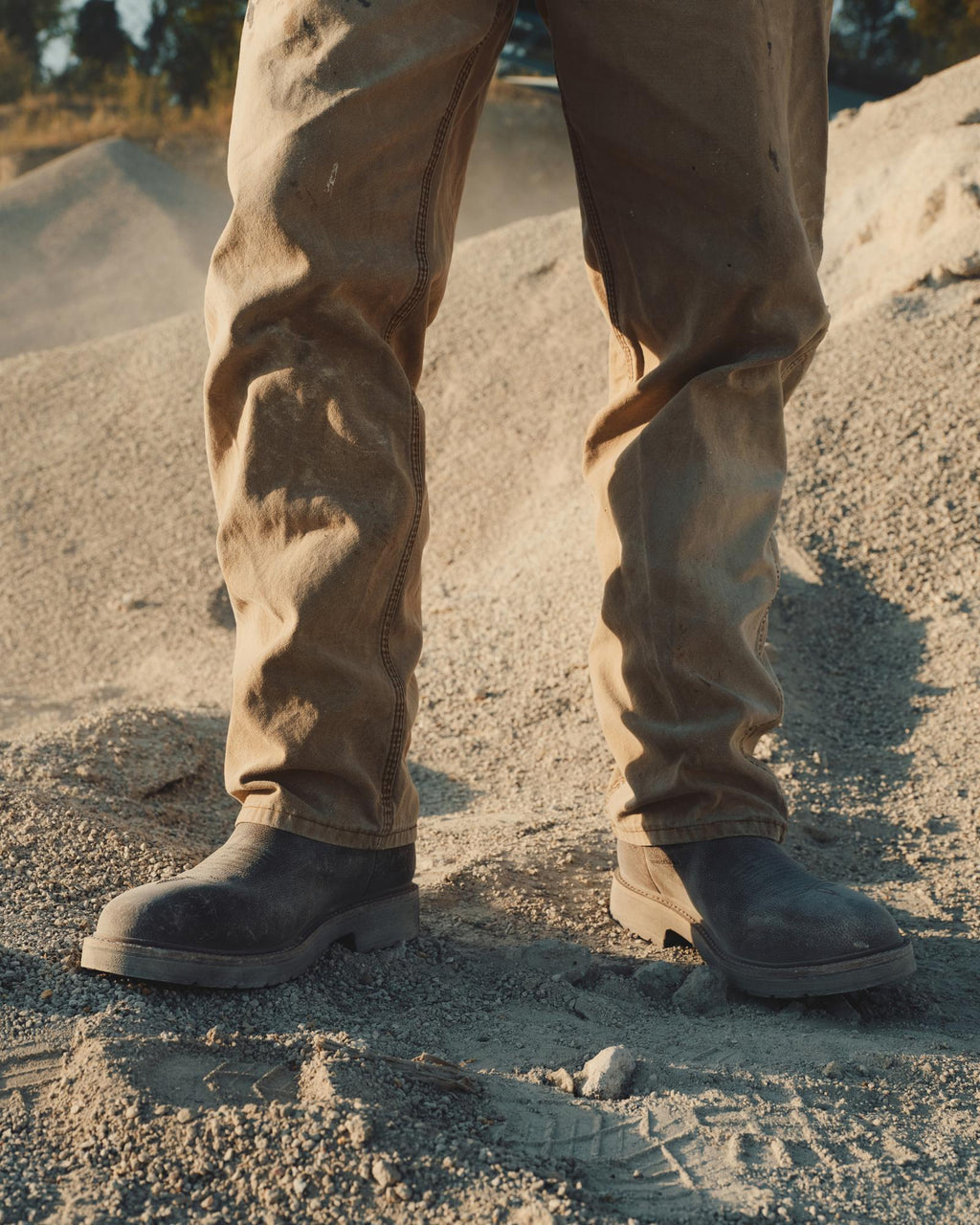 Toe view of The LH WP Round Comp Toe Work Boot - Tobacco Cowhide on plain background