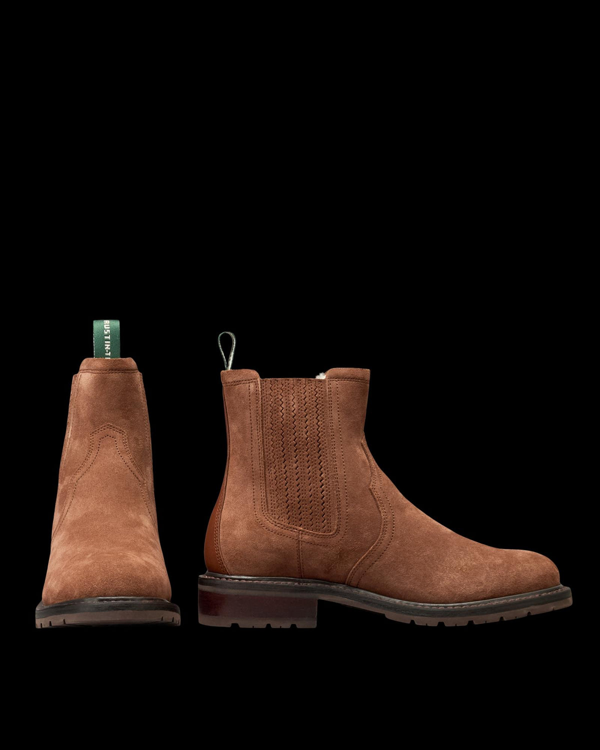 Pair view of The Chelsea Shearling - Bourbon Suede on plain background