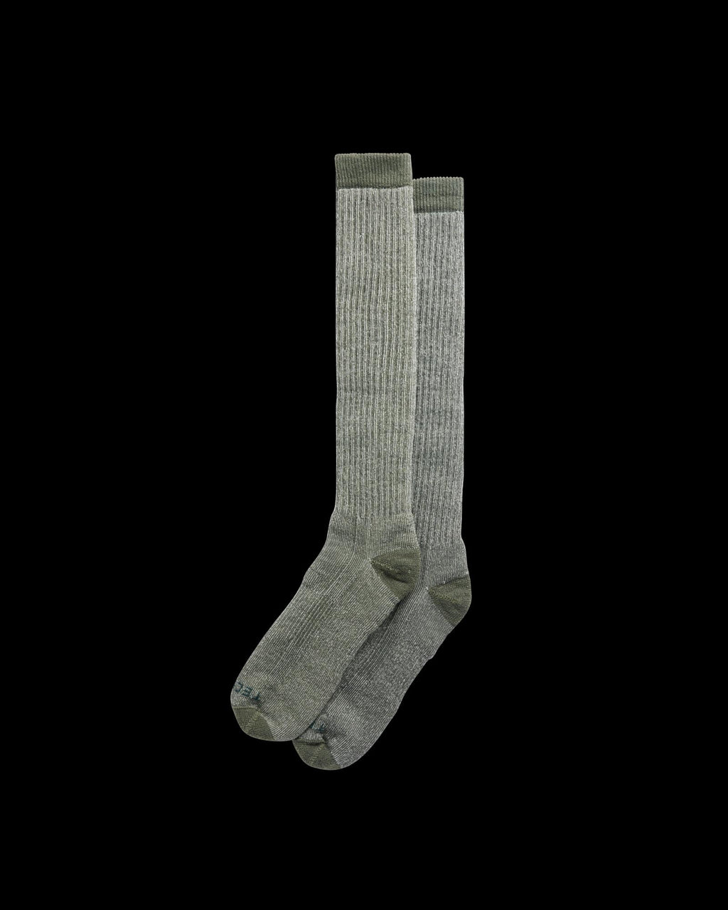 Quarterfront view of Over the Calf Merino Wool Socks (2-Pack) - Olive on plain background
