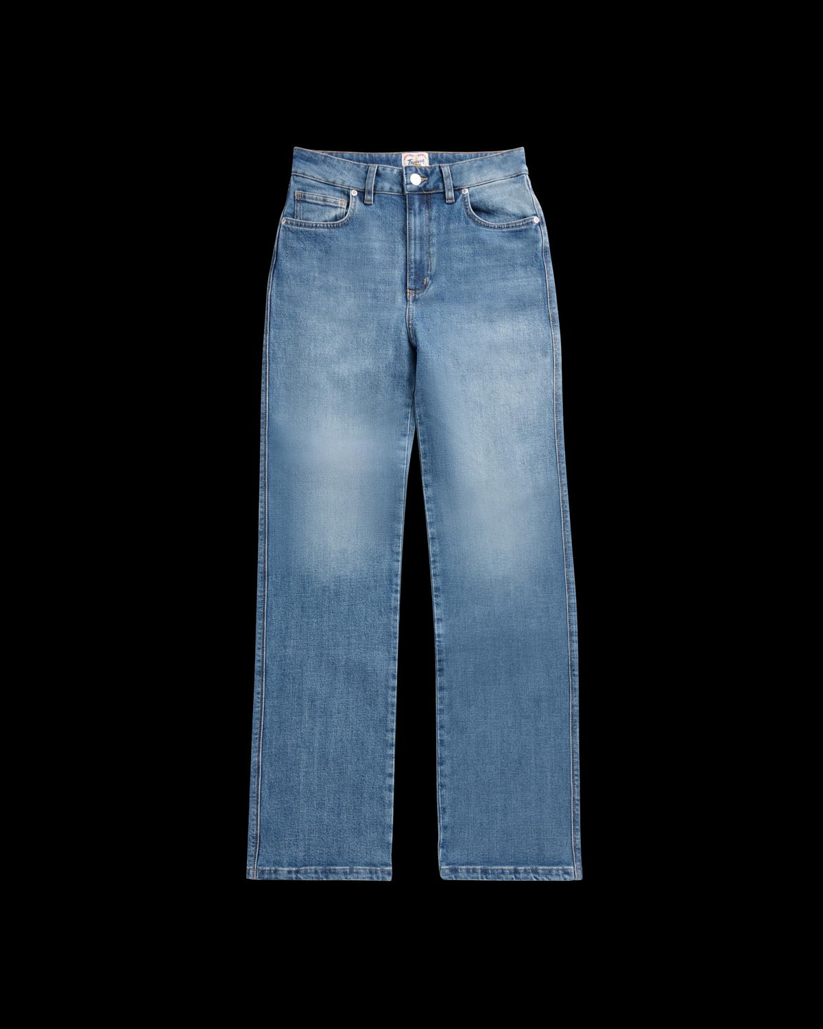 Front view of Women's Vintage High Rise Jean - Light Wash on plain background