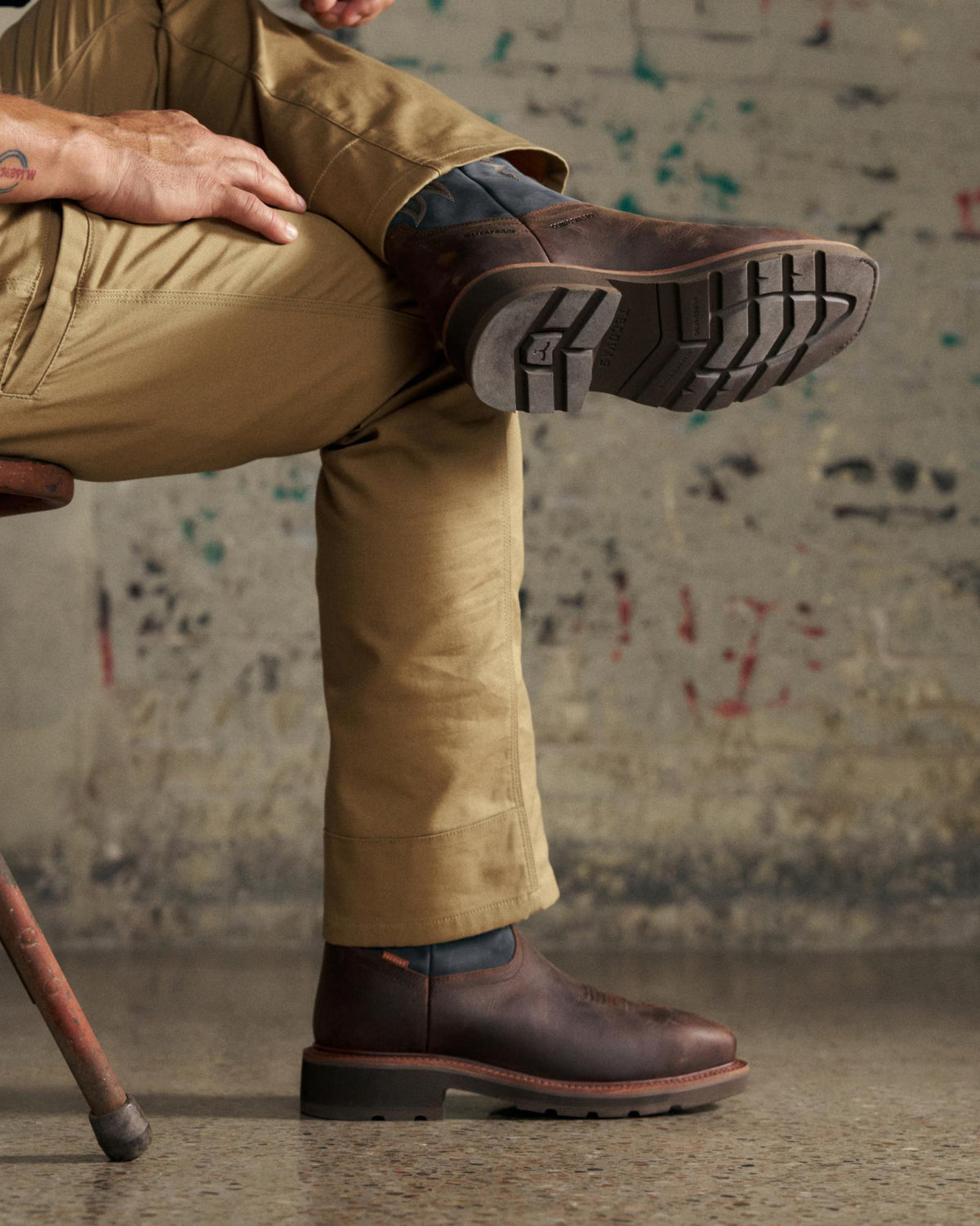 Toe view of LongHaul Waterproof Square Composite Toe Work Boot - Rust Cowhide on plain background