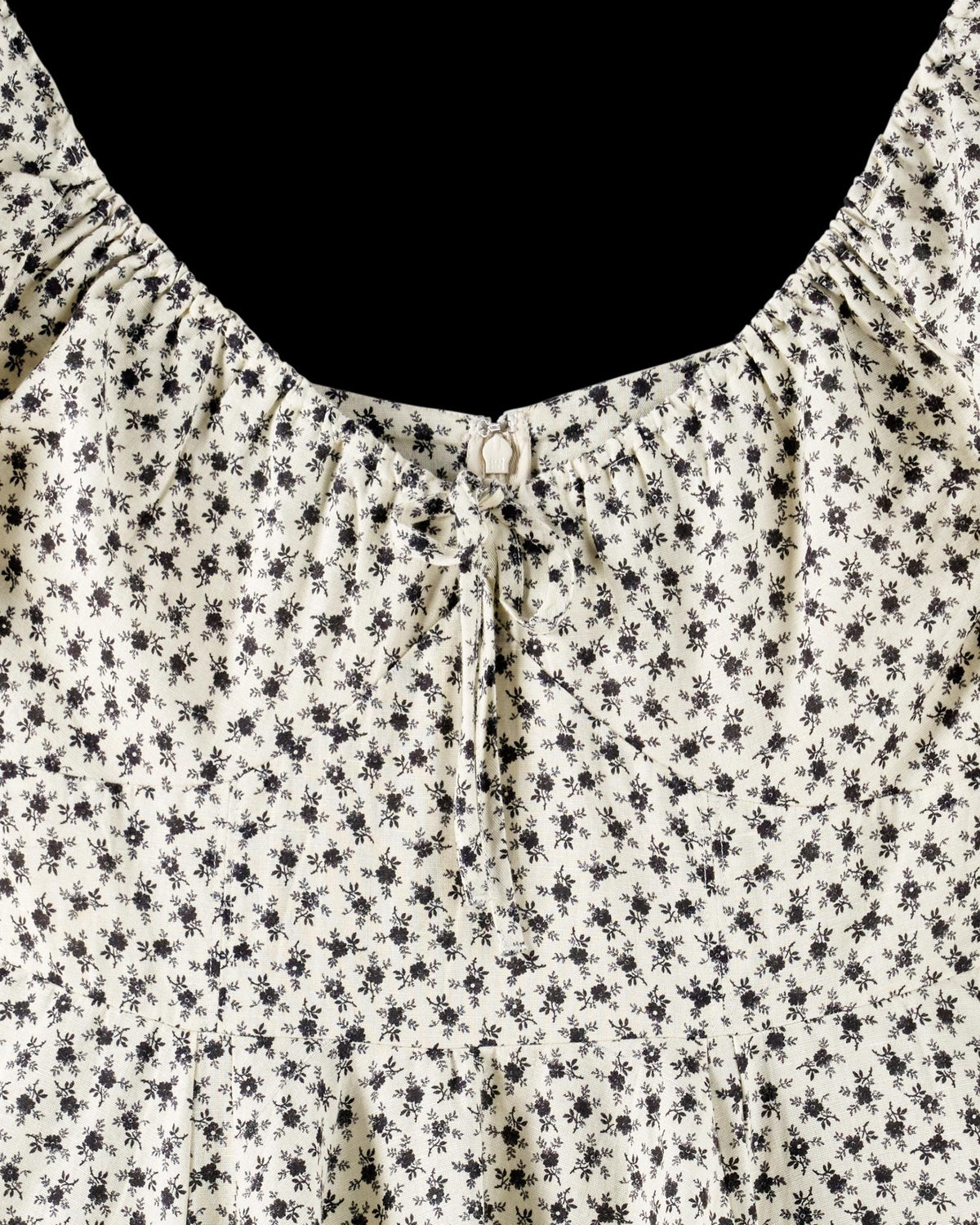 Closeup detail view of Women's L/S Mini Dress - Cream / Black