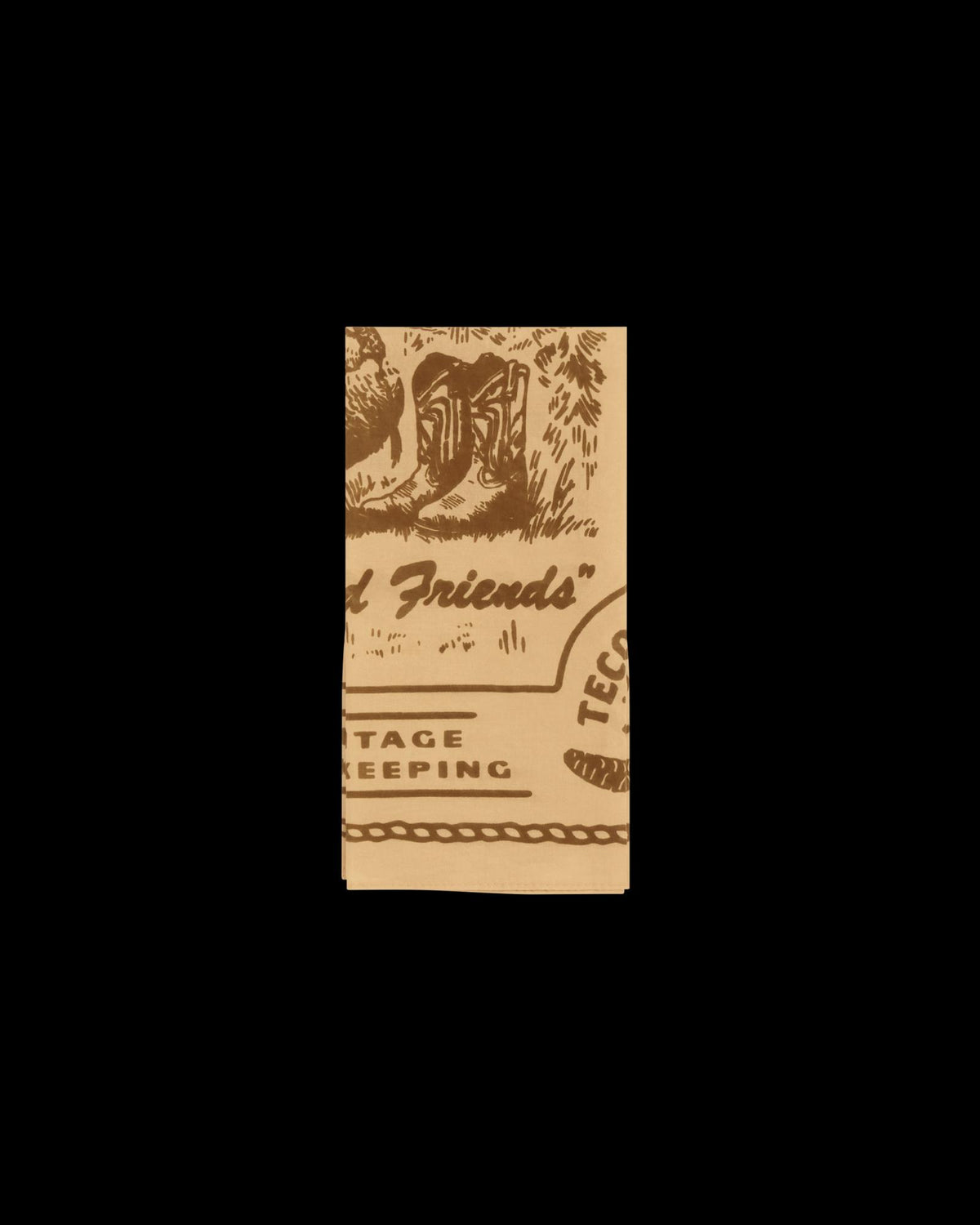 Folded view of Tecovas x Mossy Oak Bandana - Khaki on plain background