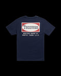 Closeup detail view of Men's Oval Tecovas Pocket T-Shirt - Navy/Red