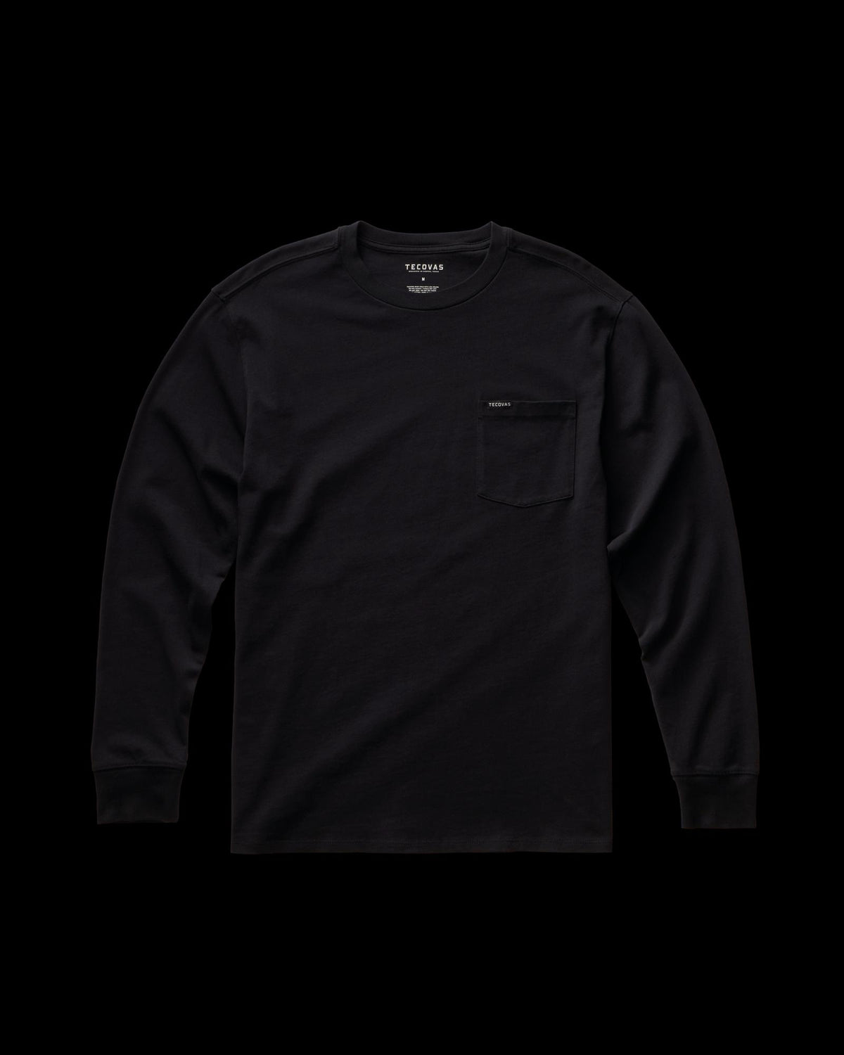 Closeup detail view of Long Sleeve Standard Issue Pocket Tee - Black