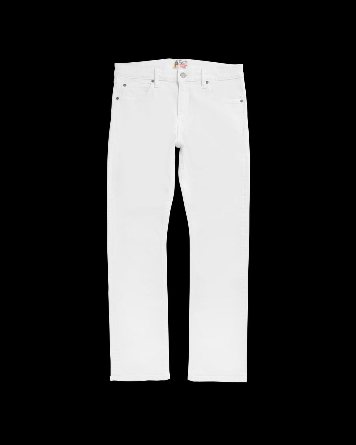 Front view of Men's Slim Straight Stretch Denim - White on plain background