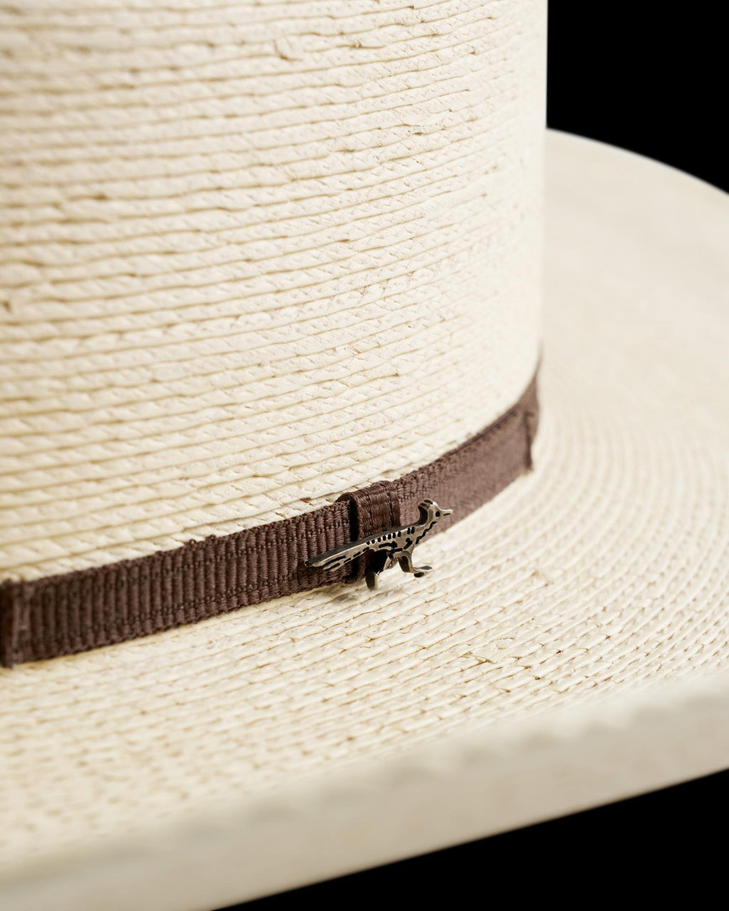 Closeup view of Cattleman Palm Cowboy Hat - Natural
