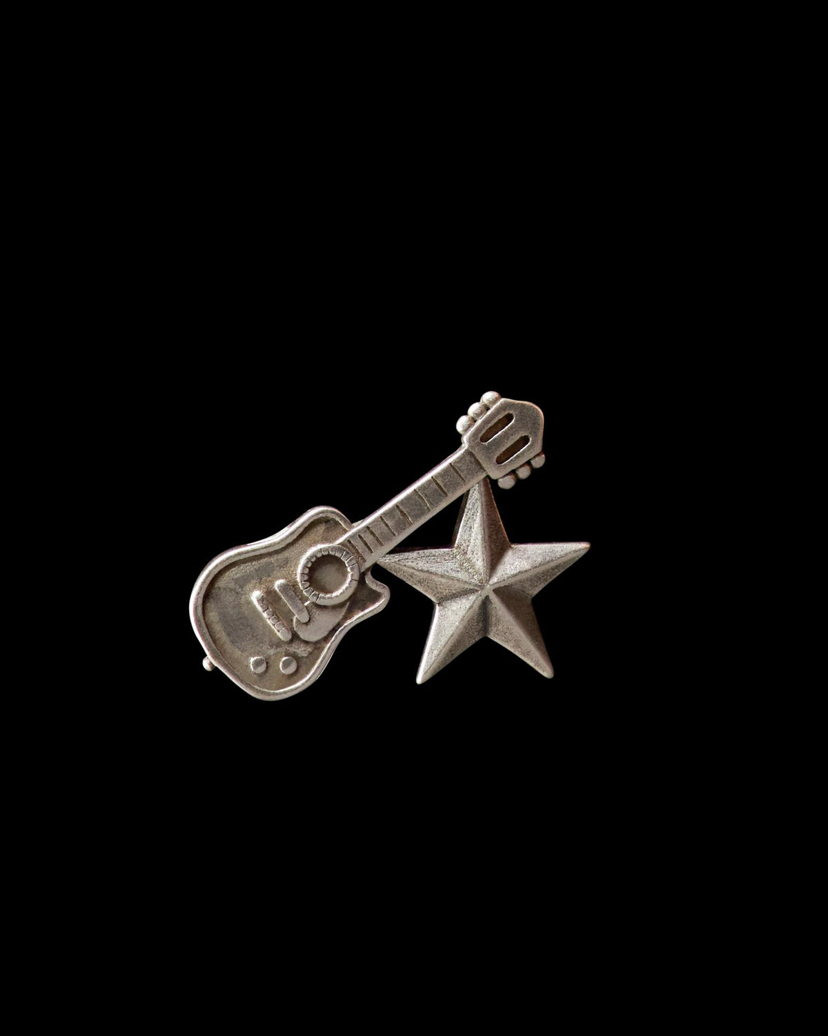 Front view of Guitar Hat Pin - Nickel-Plated Brass on plain background