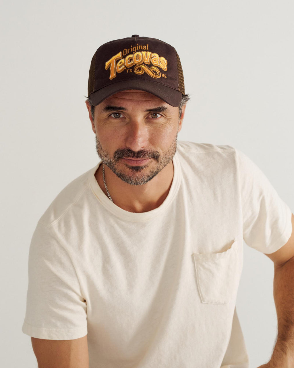 View of Original Tecovas 5 Panel Low Pro Trucker - Dark Brown