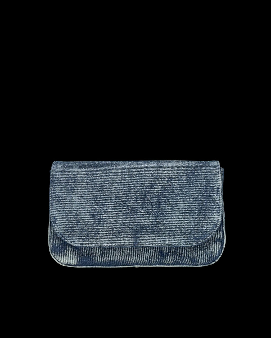 Front view of Denim Shoulder Bag - Medium Wash on plain background
