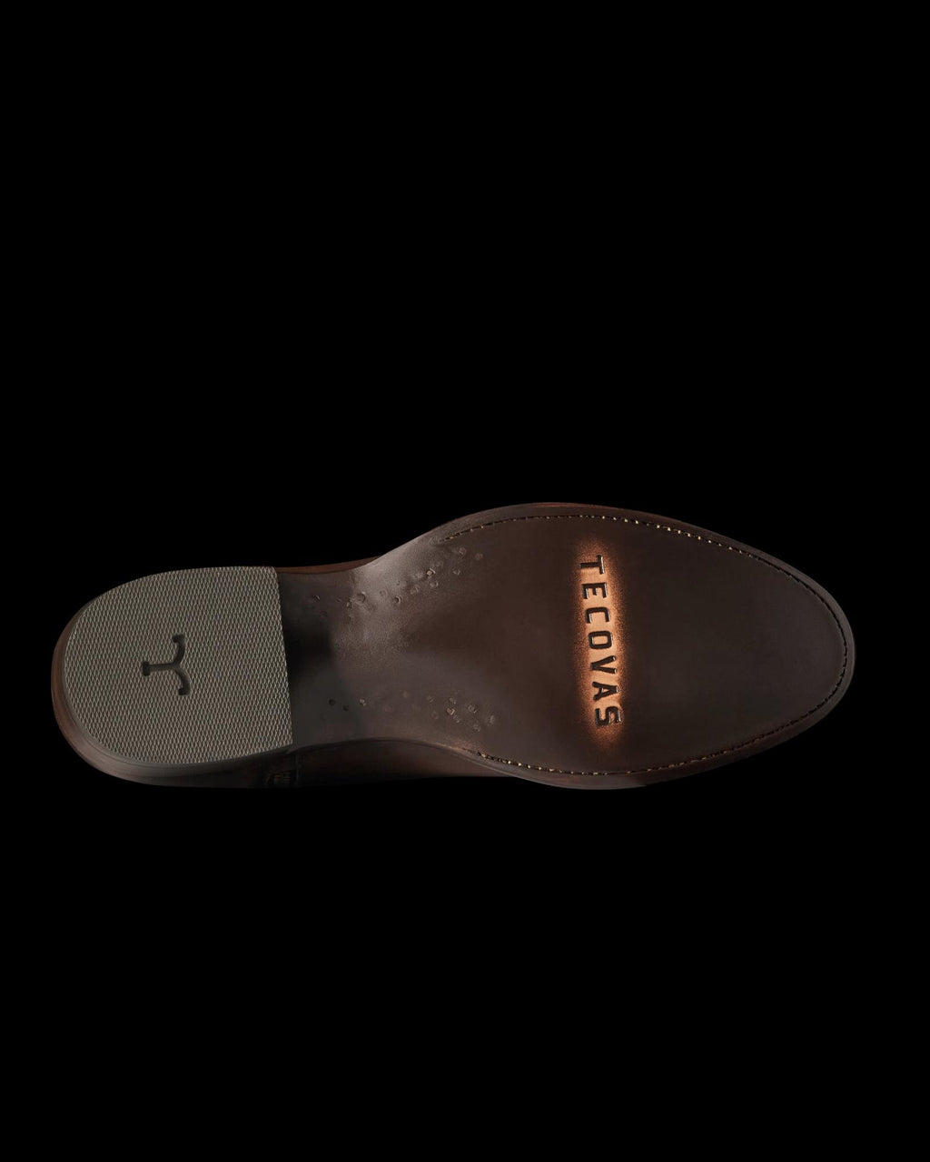 Sole view of The Dean - Iced Tea Cowhide on plain background