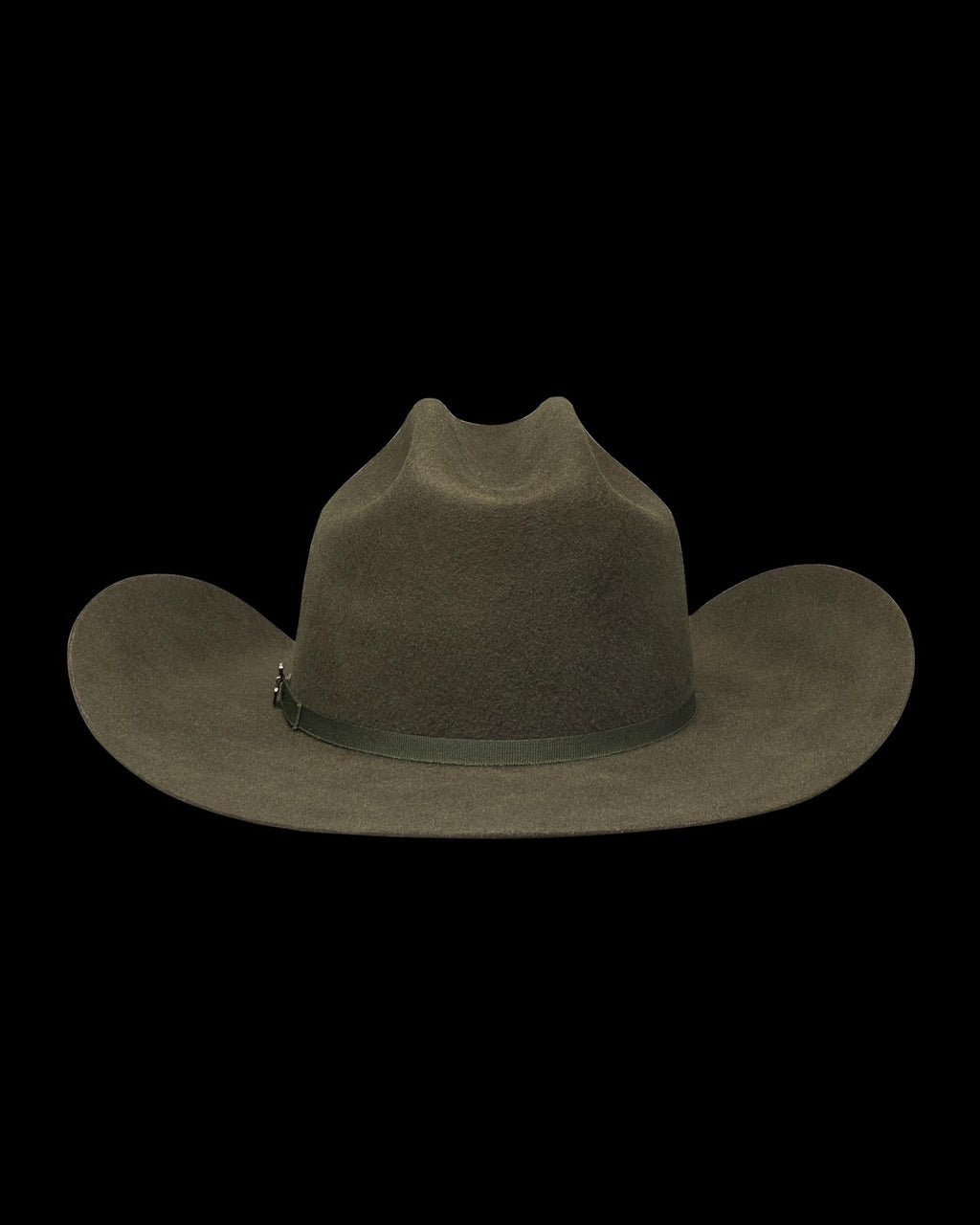 Back view of Cattleman Wool Cowboy Hat - Dark Olive on plain background