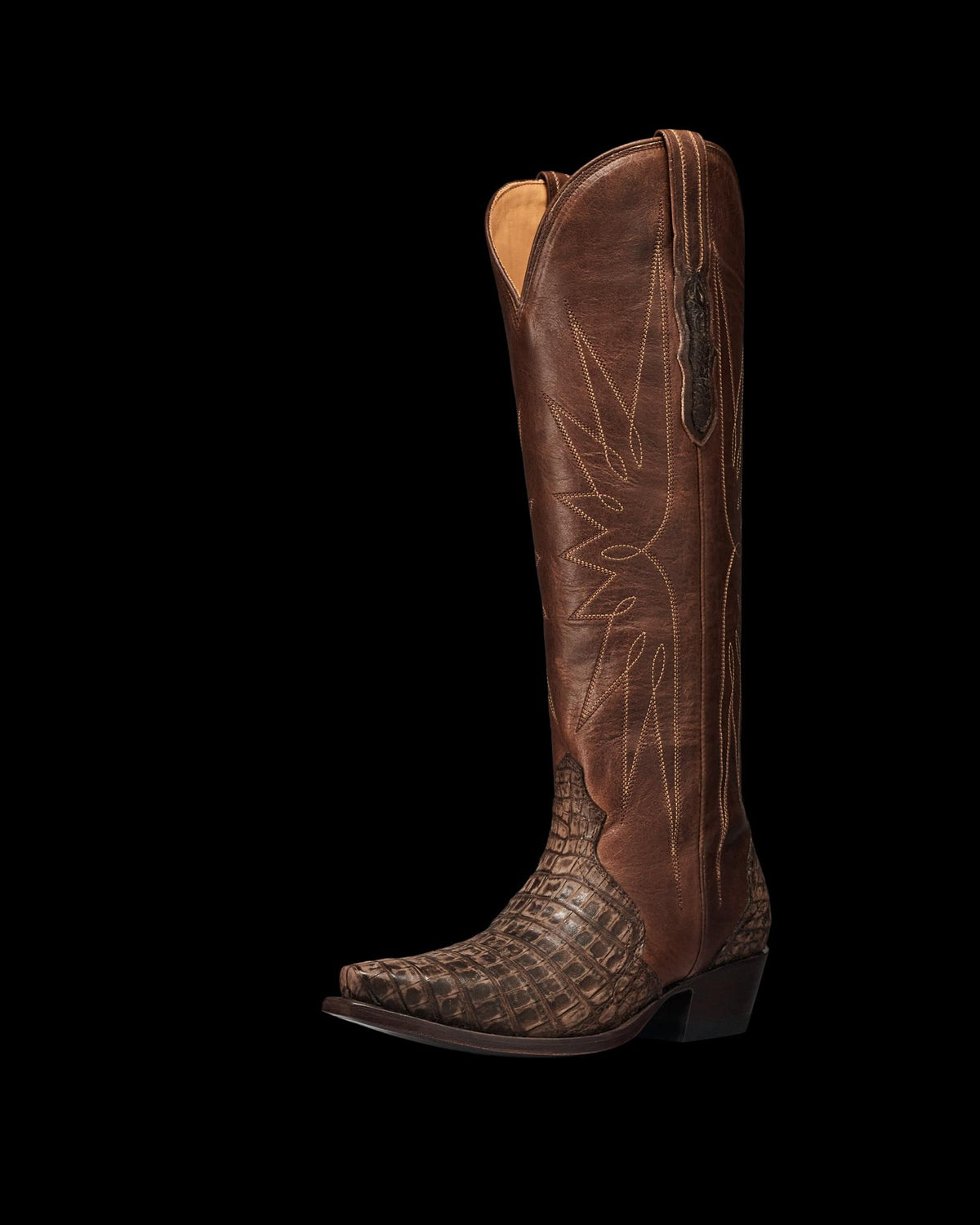 Quarterfront view of The Loretta - Truffle Caiman on plain background