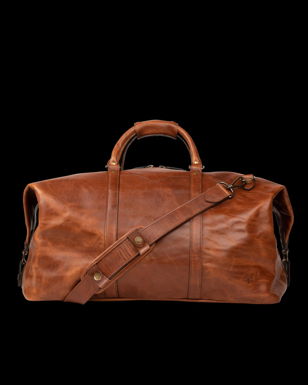 Front view of Bartlett Large Weekender in Cognac