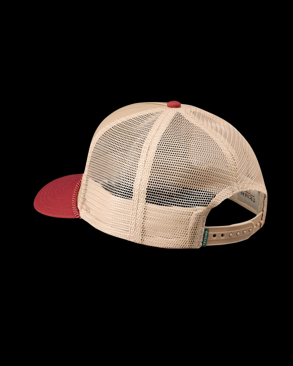 Quarterback view of Tecovas Badge Trucker - Red on plain background