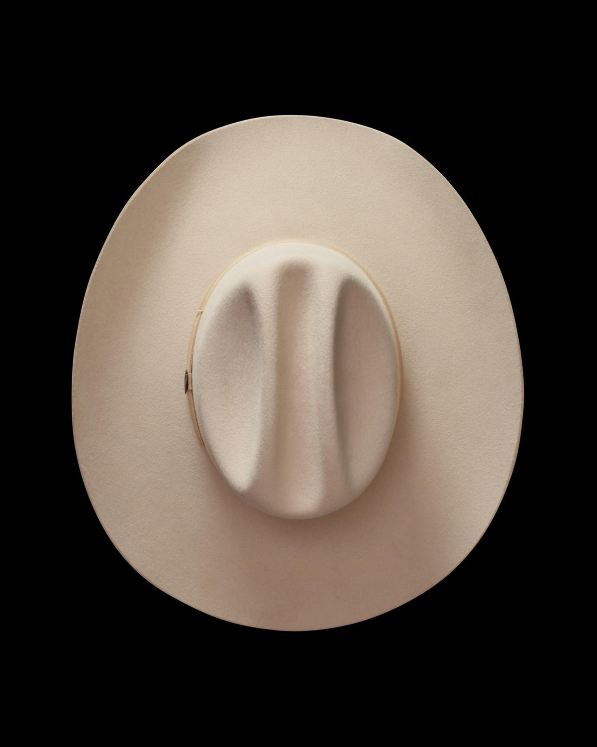 Top view of Cattleman Fur Cowboy Hat - Silverbelly on plain background