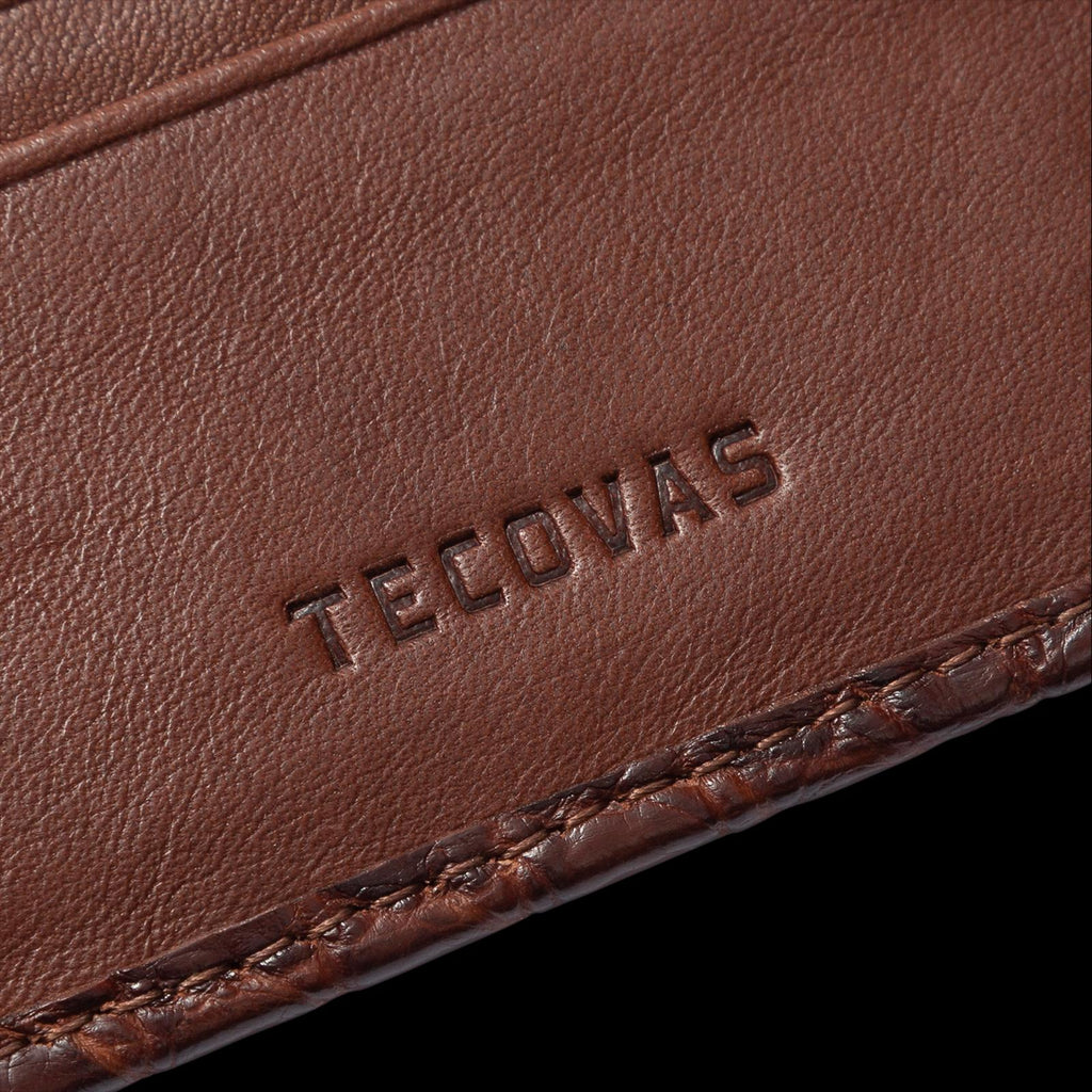 Closeup detail view of Alligator Billfold - Walnut