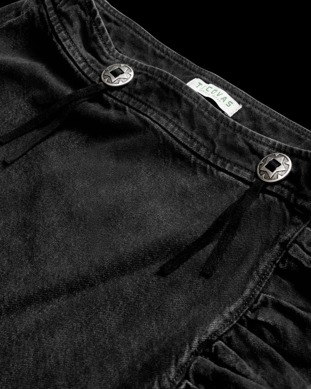 Closeup detail view of Women's Rodeo Maxi Denim Skirt - Black