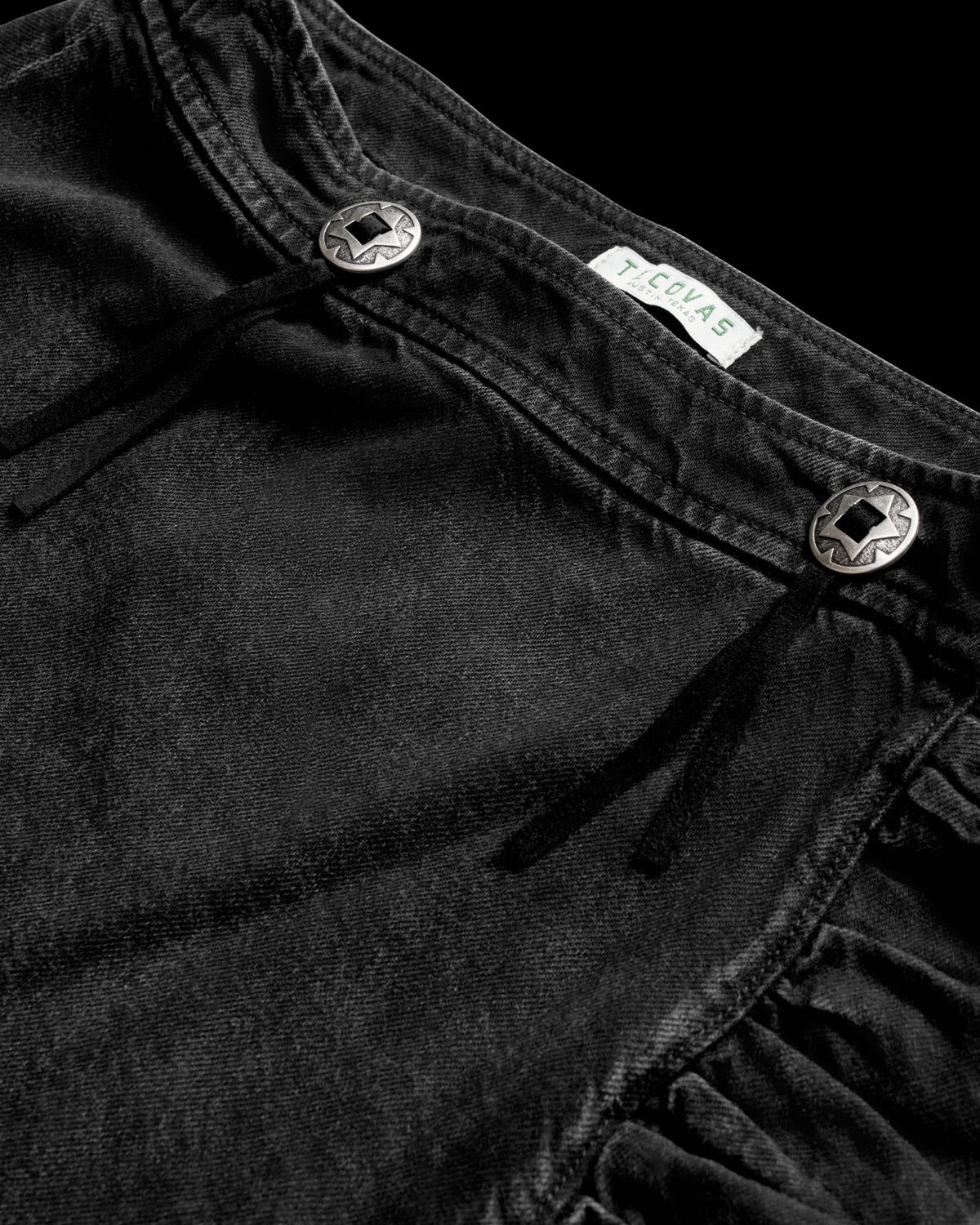 Closeup detail view of Women's Rodeo Maxi Denim Skirt - Black