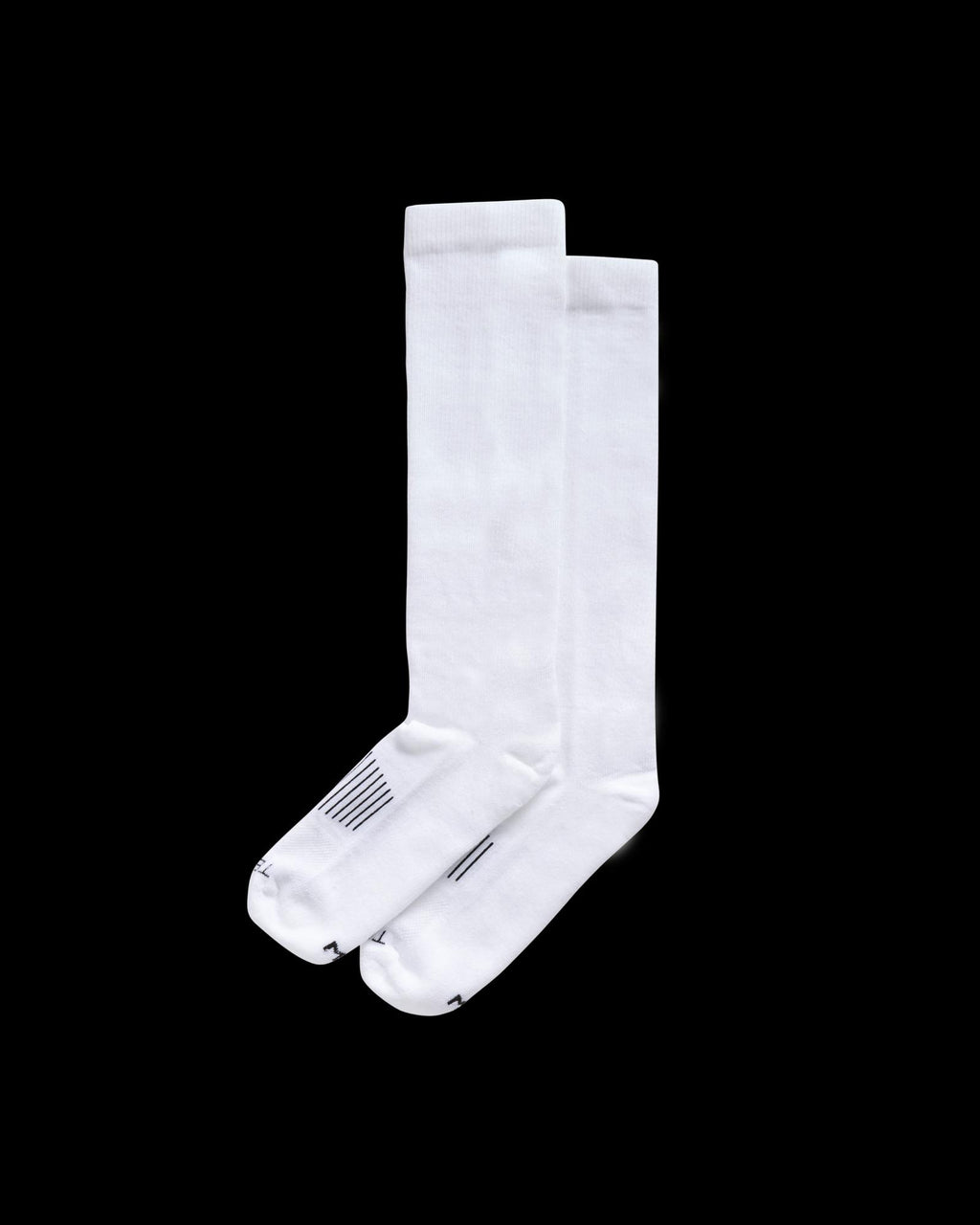 Quarterfront view of Boot Socks - White on plain background